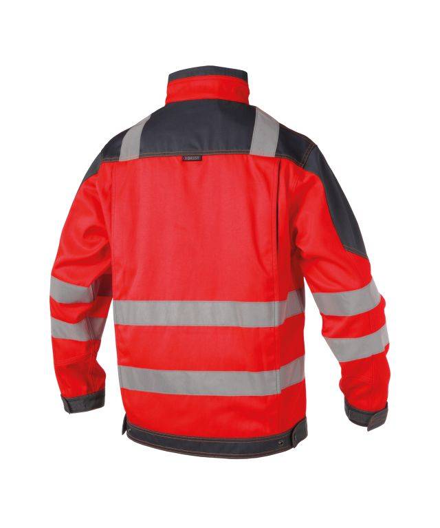 Warnschutz Arbeitsjacke, NEONROT/ZEMENTGRAU, Gr. 3XL