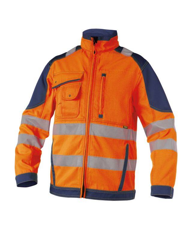 Warnschutz Arbeitsjacke, NEONORANGE/DUNKELBLAU, Gr. 3XL