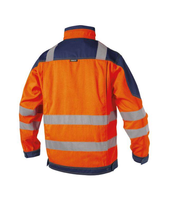 Warnschutz Arbeitsjacke, NEONORANGE/DUNKELBLAU, Gr. 3XL