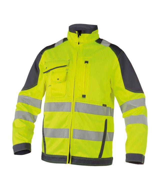 Warnschutz Arbeitsjacke, NEONGELB/ZEMENTGRAU, Gr. M