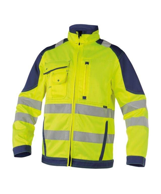 Warnschutz Arbeitsjacke, NEONGELB/DUNKELBLAU, Gr. L