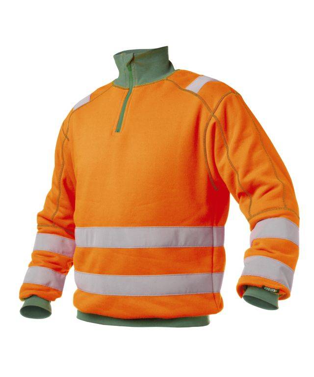 Warnschutz Sweatshirt, NEONORANGE/FLASCHENGRÜN, Gr. 2XL