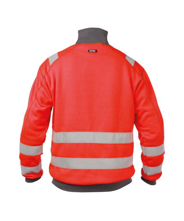 Warnschutz Sweatshirt, NEONROT/ZEMENTGRAU, Gr. S