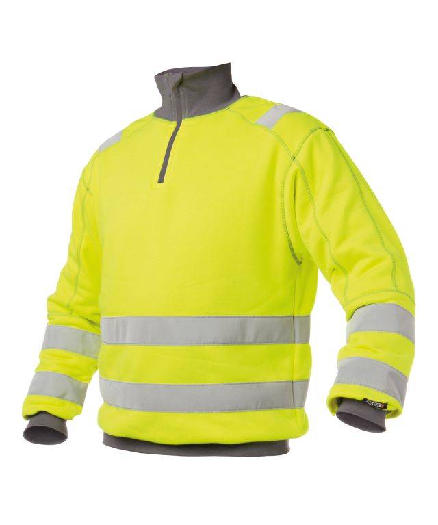 Warnschutz Sweatshirt, NEONGELB/ZEMENTGRAU, Gr. M