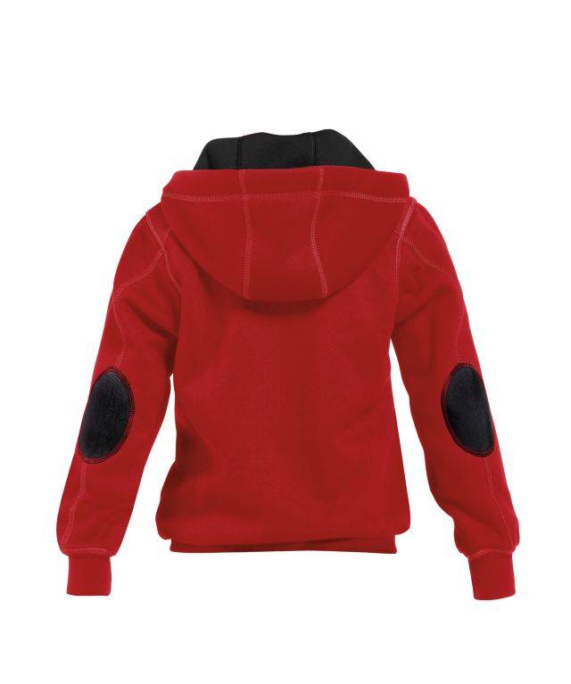 Kapuzensweatshirt mit langem Reißverschluss, ROT/SCHWARZ, Gr. 122/128