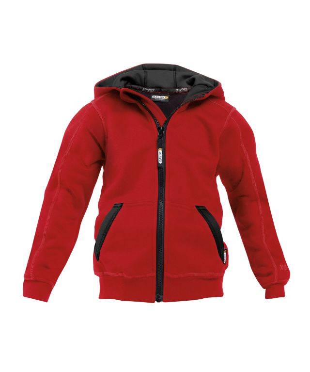 Kapuzensweatshirt mit langem Reißverschluss, ROT/SCHWARZ, Gr. 98/104