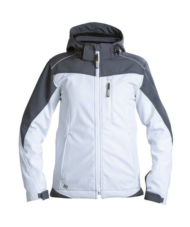 DASSY Jakarta Softshell-Jacke für Damen 300435 6141 WEIß/ZEMENTGRAU Gr. L