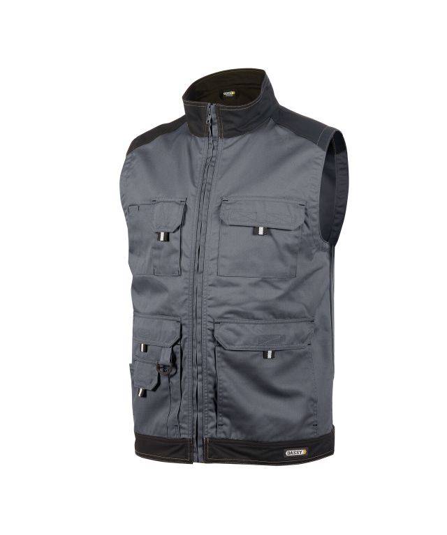 Zweifarbige Sommerweste, ZEMENTGRAU/SCHWARZ, Gr. 3XL