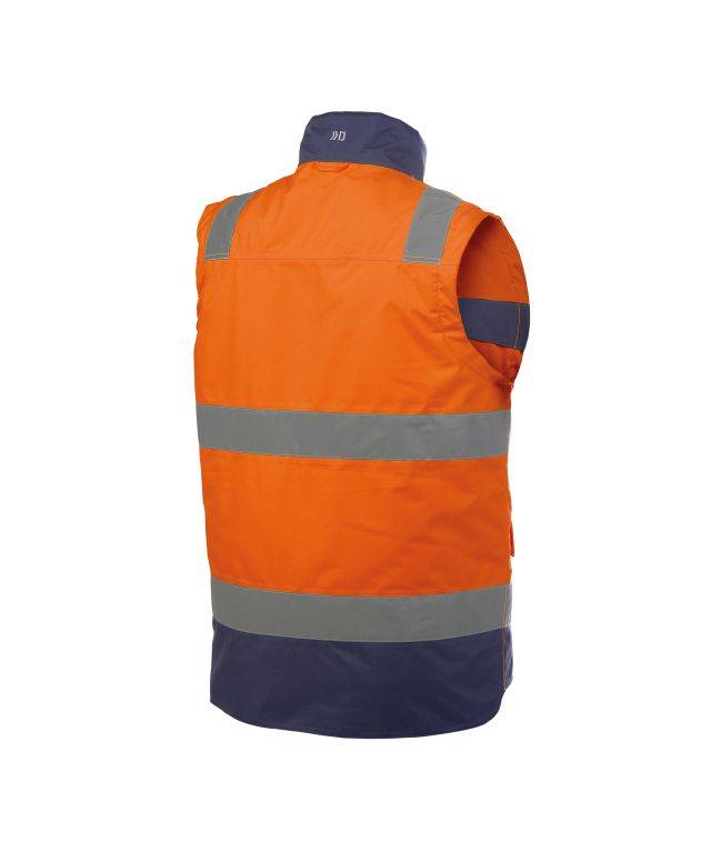Warnschutz Weste, NEONORANGE/DUNKELBLAU, Gr. S