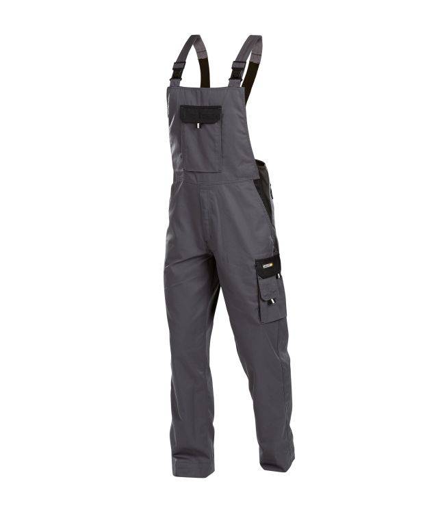 Zweifarbige Arbeitslatzhose, ZEMENTGRAU/SCHWARZ , Kurzgröße, Gr. 53