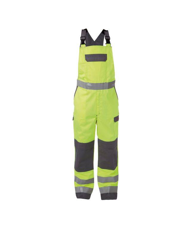 Multinorm Warnschutz Latzhose mit Kniepolstertaschen, NEONGELB/GRAFITGRAU, Gr. 50