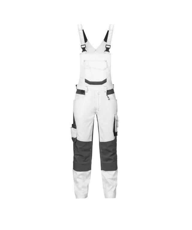 Malerlatzhose mit Stretch und Kniepolstertaschen, WEIß/ANTHRAZITGRAU, Gr. 67