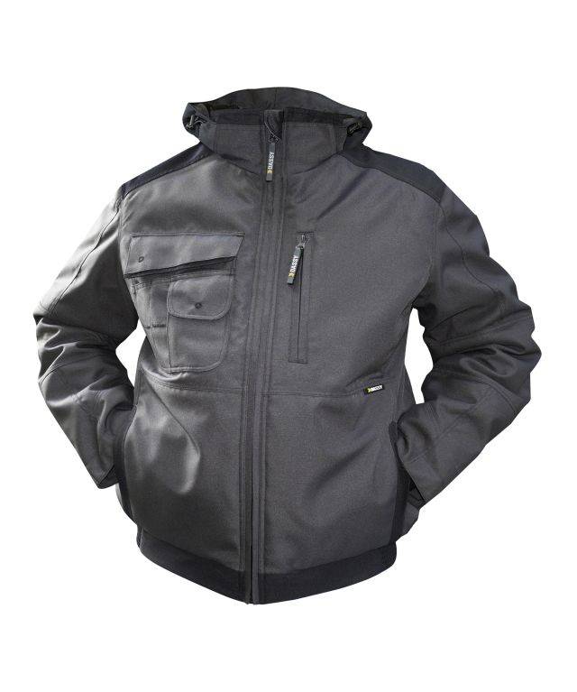 Canvas Winterjacke, ANTHRAZITGRAU/SCHWARZ, Gr. 2XL