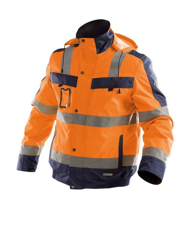 Warnschutz Winterjacke, NEONORANGE/DUNKELBLAU, Gr. XL