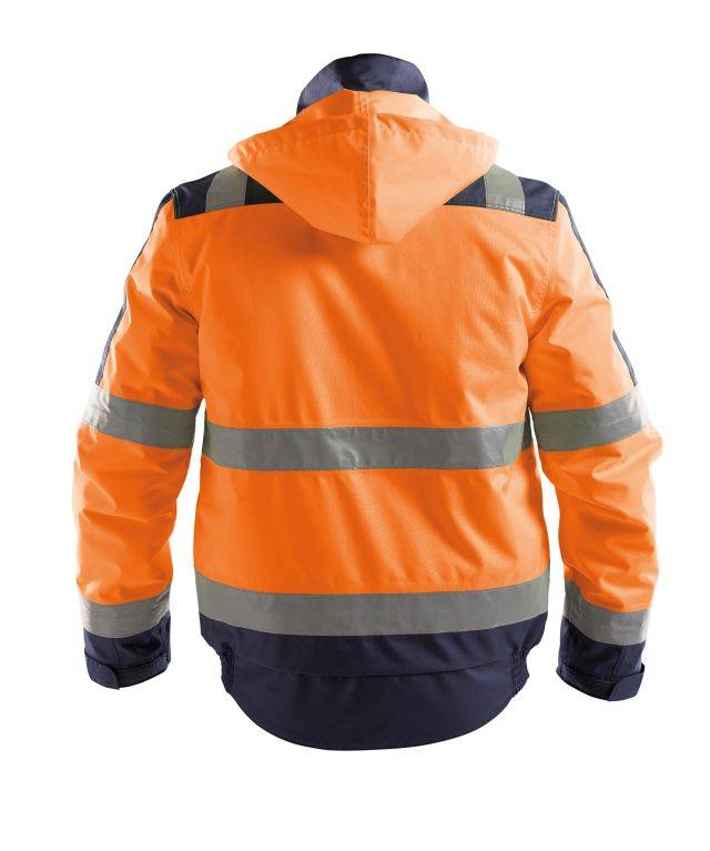 Warnschutz Winterjacke, NEONORANGE/DUNKELBLAU, Gr. XL