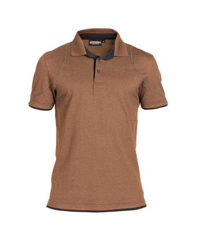 Poloshirt, LEHMBRAUN/ANTHRAZITGRAU, Gr. S