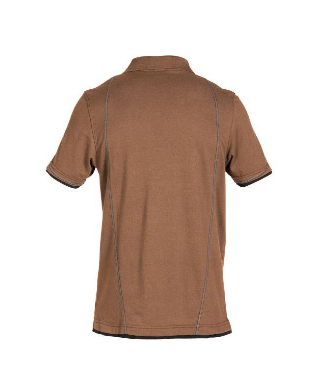 Poloshirt, LEHMBRAUN/ANTHRAZITGRAU, Gr. S
