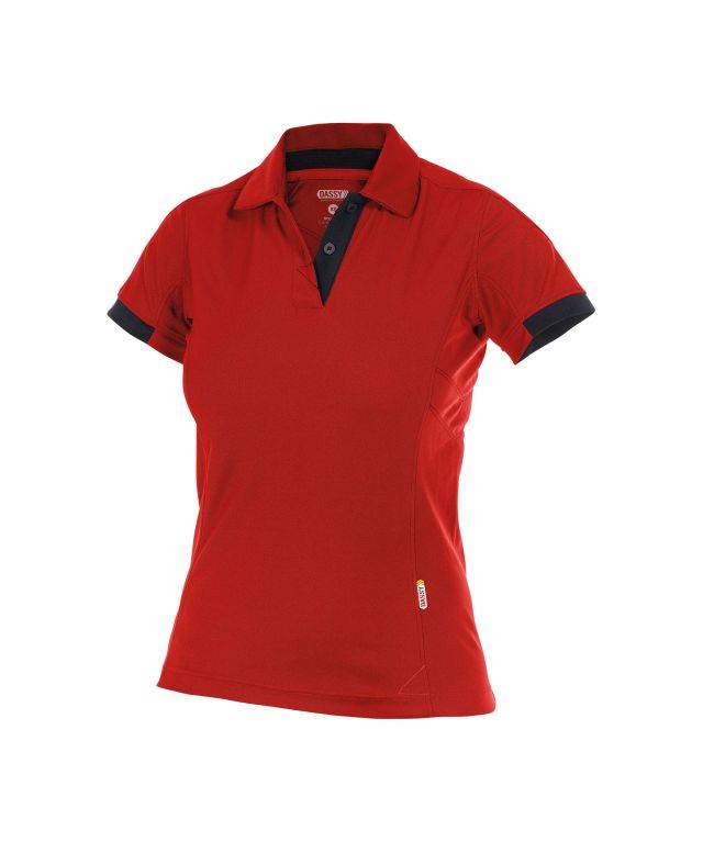 Poloshirt für Damen, ROT/SCHWARZ, Gr. XS