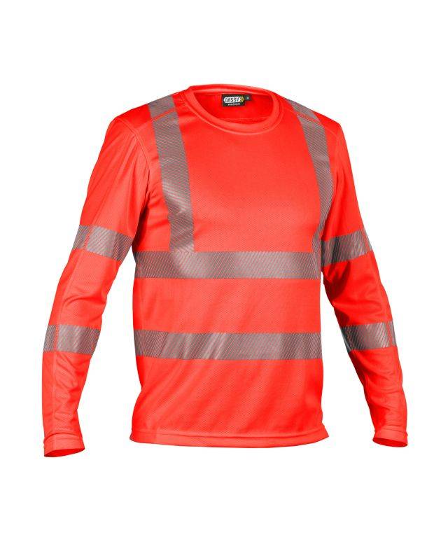 Warnschutz UV-T-Shirt mit langen Ärmeln, NEONROT, Gr. L