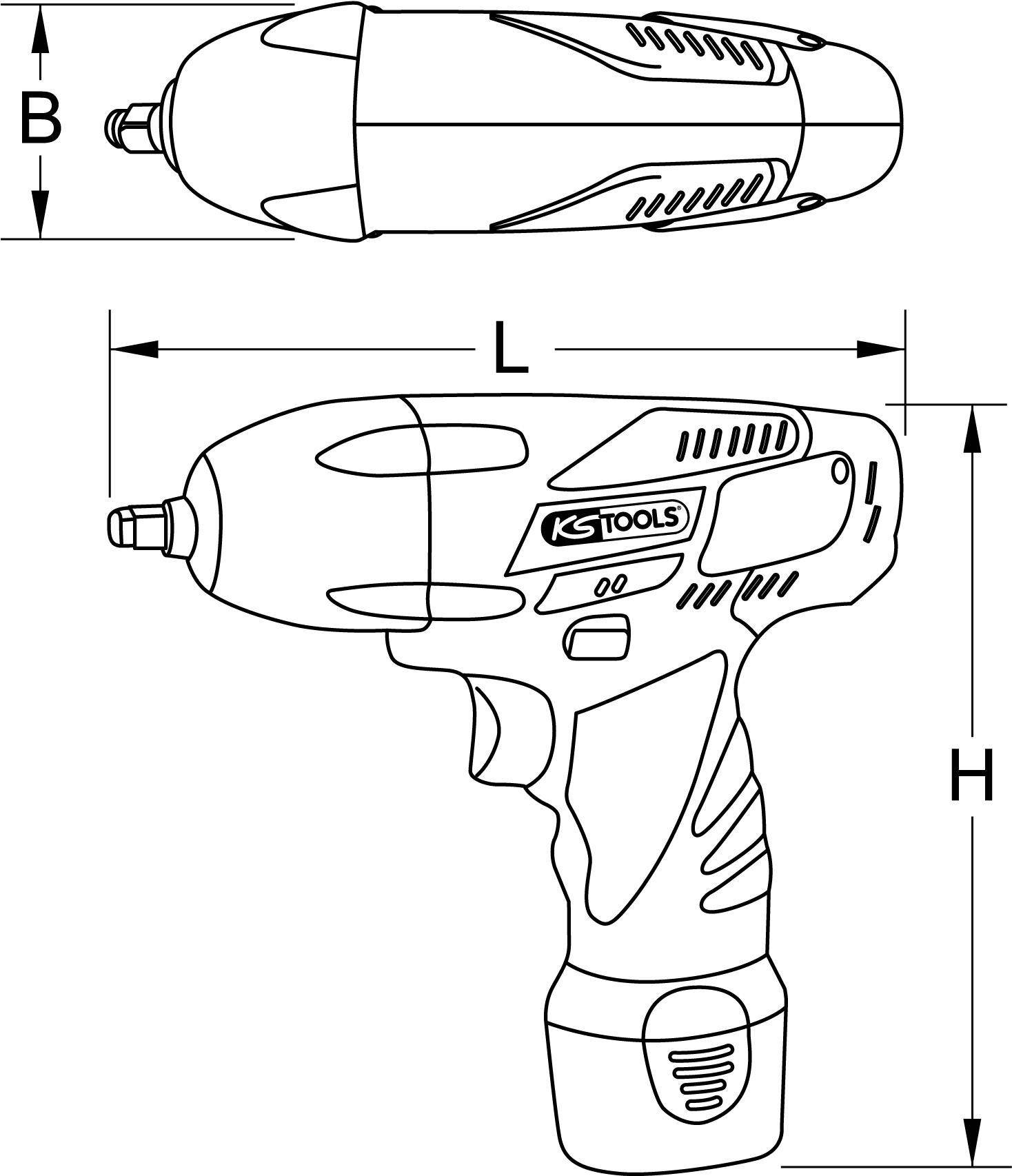 KS TOOLS 3/8'' Akku-Schlag-Schrauber, 117Nm, 1.870 U/min, mit 2 Akkus und 1 Ladegerät (515.3516)