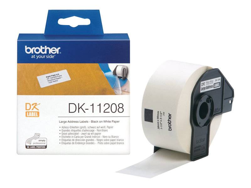 brother Adress-Etiketten DK-11208, weiß, Papier, selbstklebend, 38x90mm, 400/Rolle