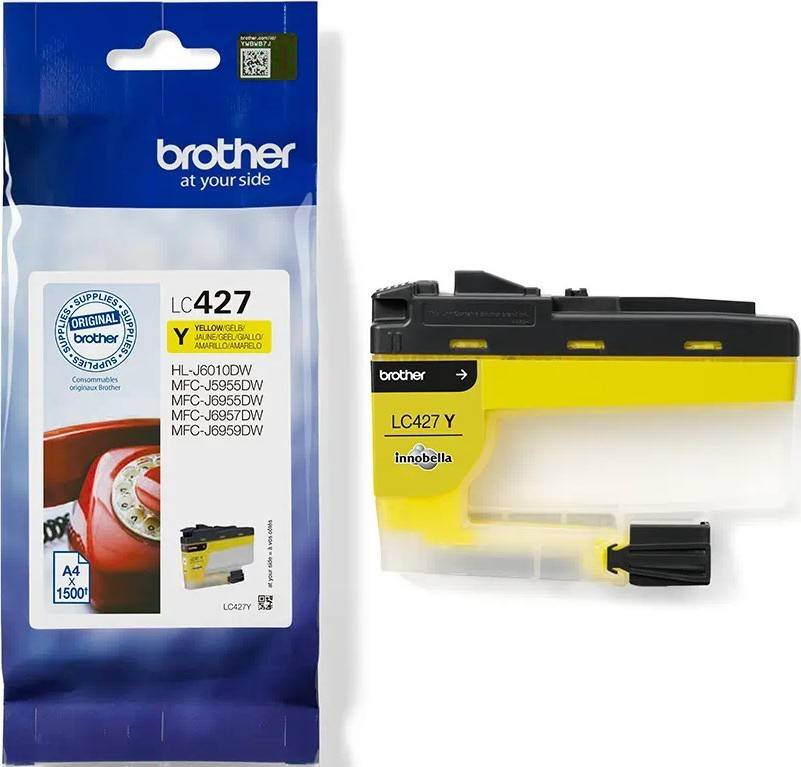 Tintenpatrone für Brother-Drucker, Modell LC427Y. Kompatibel mit Modellen MFC-J6955DW und anderen. Gelbe Patrone.