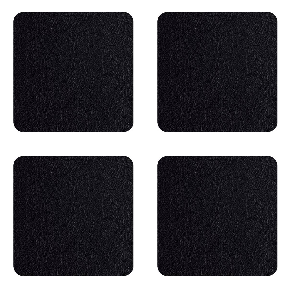 ASA Selection 7835420 Untersetzer für Gläser, 10 x 10 cm, Kunststoff in Lederoptik, schwarz (4er Pack)
