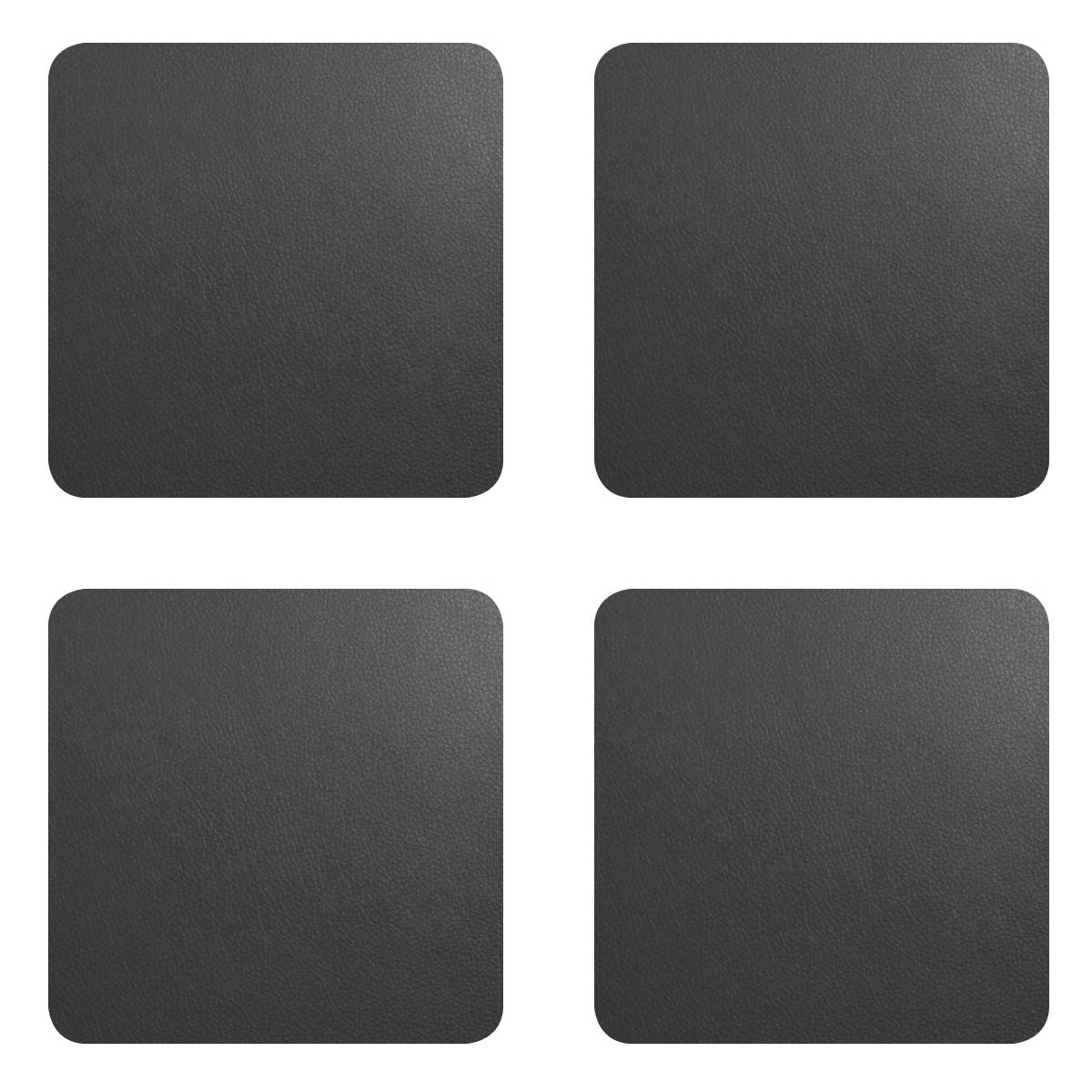 ASA Selection 7837420 Untersetzer für Gläser, 10 x 10 cm, Kunststoff in Lederoptik, basalt (4er Pack)