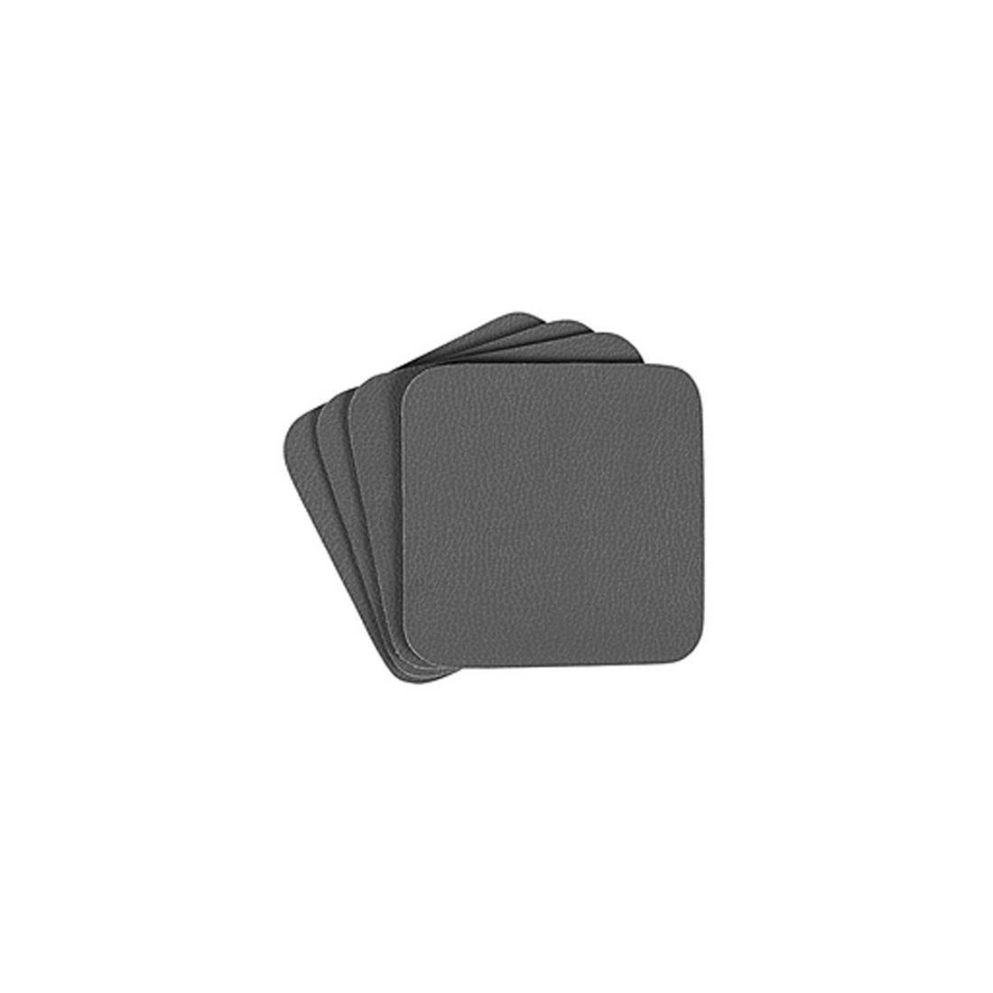ASA Selection 7837420 Untersetzer für Gläser, 10 x 10 cm, Kunststoff in Lederoptik, basalt (4er Pack)