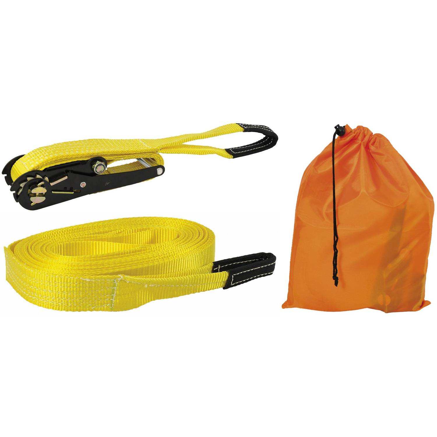 EDUPLAY 170-169 Slackline, Länge 15 m, Breite 5 cm, gelb, 3-teilig (1 Set)