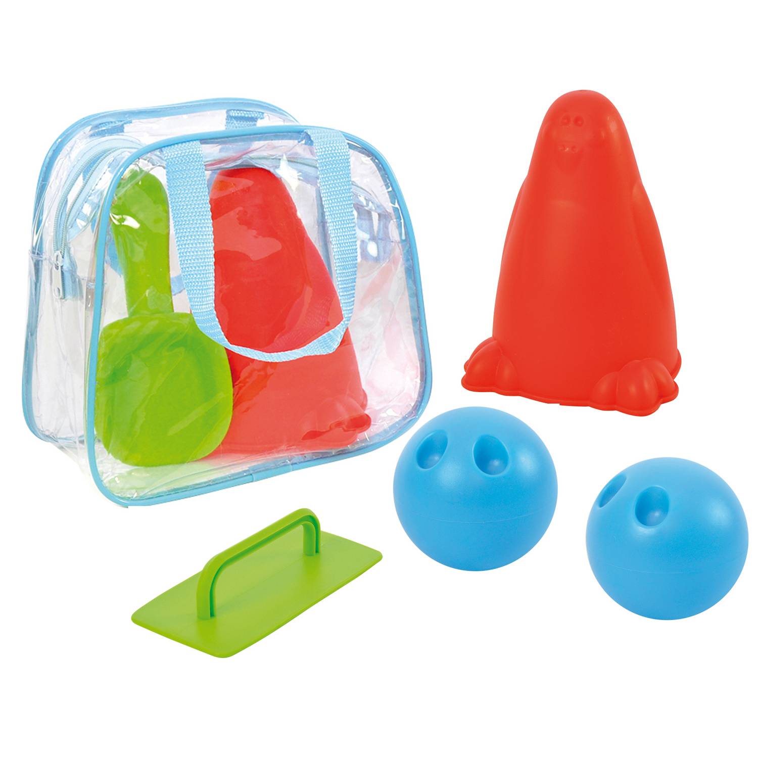 EDUPLAY 160098 Sandbowling Set mit transparenter Tragetasche, mehrfarbig (1 Set)