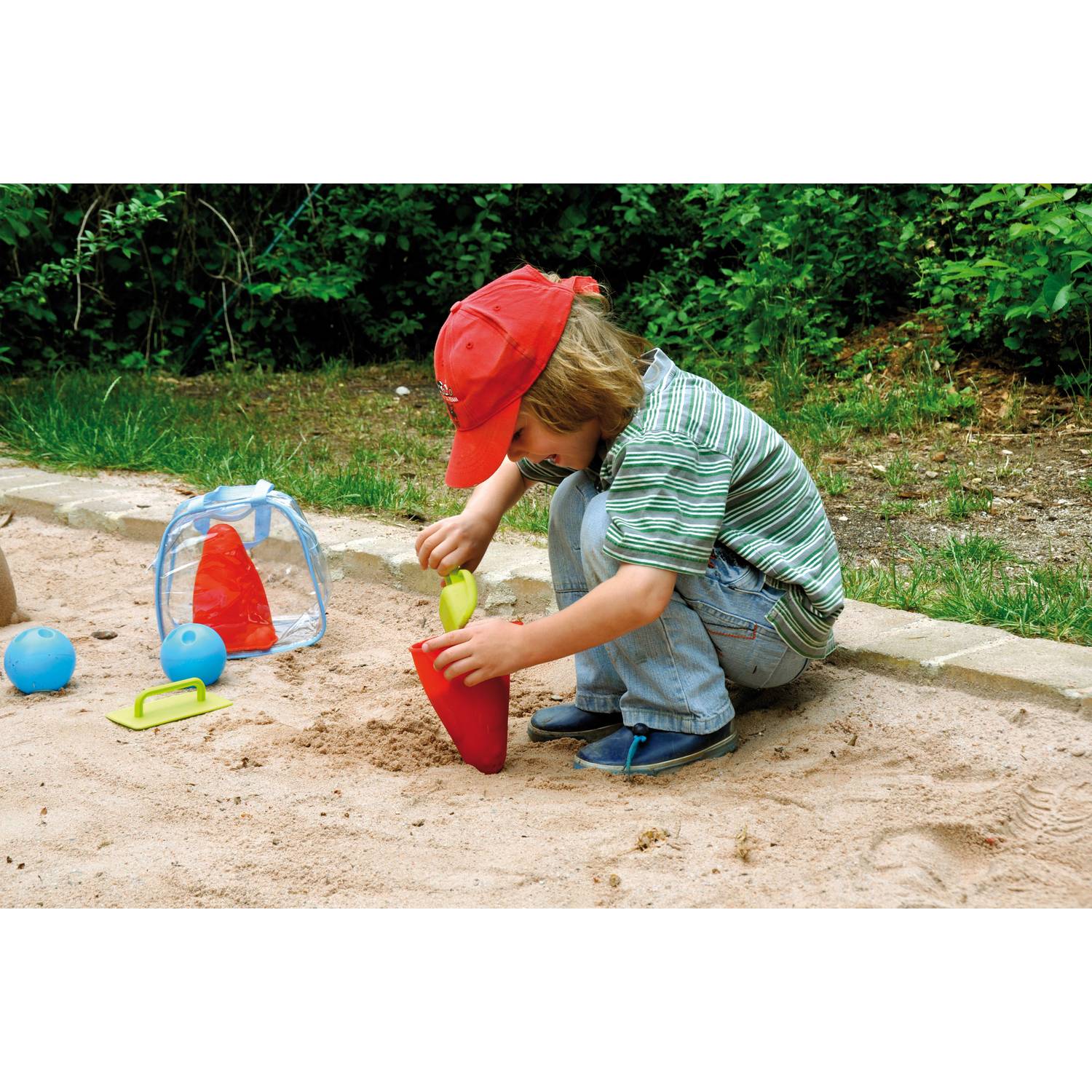 EDUPLAY 160098 Sandbowling Set mit transparenter Tragetasche, mehrfarbig (1 Set)