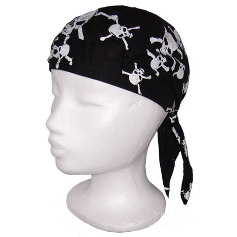 BestSaller 1326 Piraten Bandana Tuch mit Totenköpfen aus 100% Baumwolle, schwarz/weiß