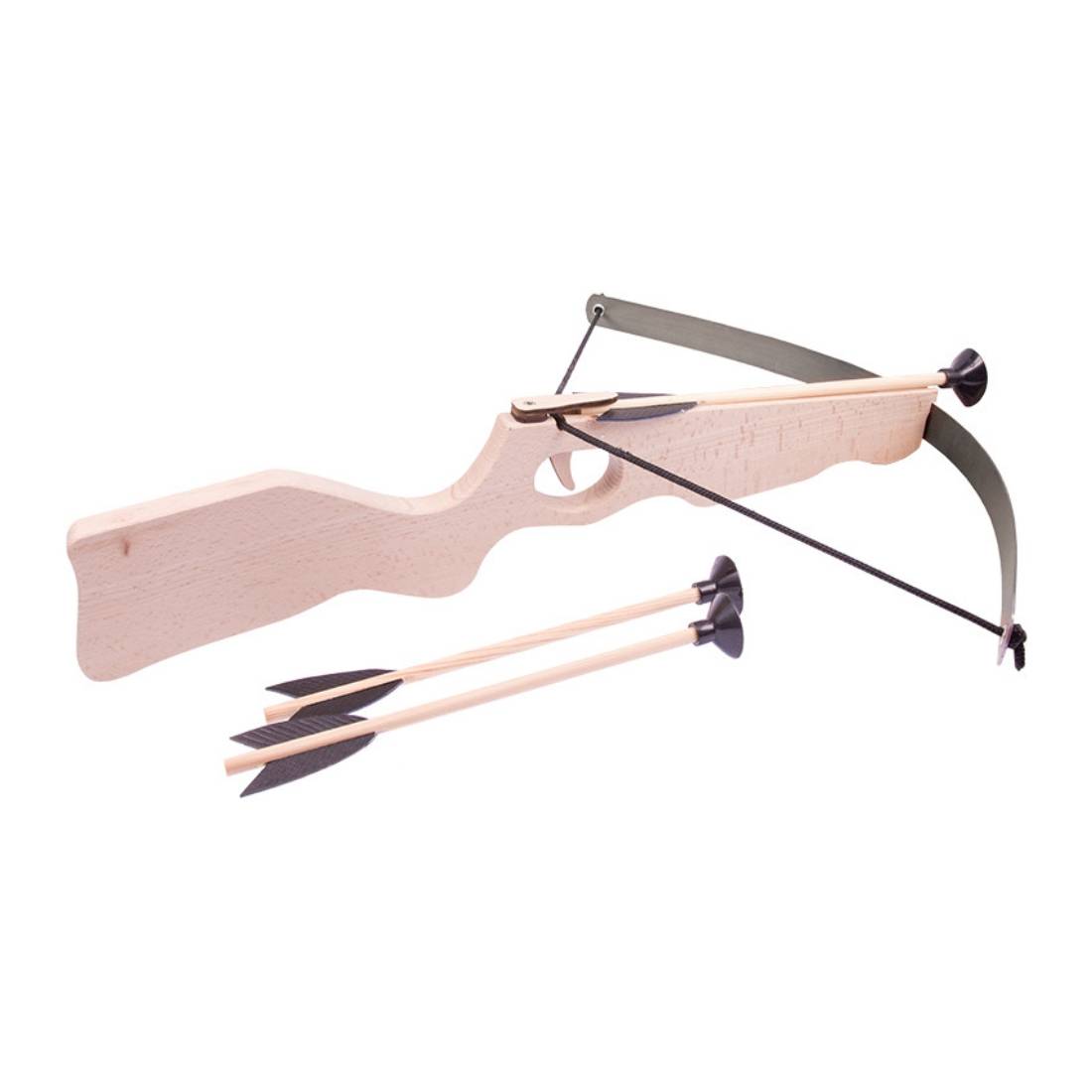 BestSaller 1214 Holz Armbrust 53x55cm groß, mit Stahlbogen inklusive 3 Pfeile, natur, 4-teilig (1 Set)