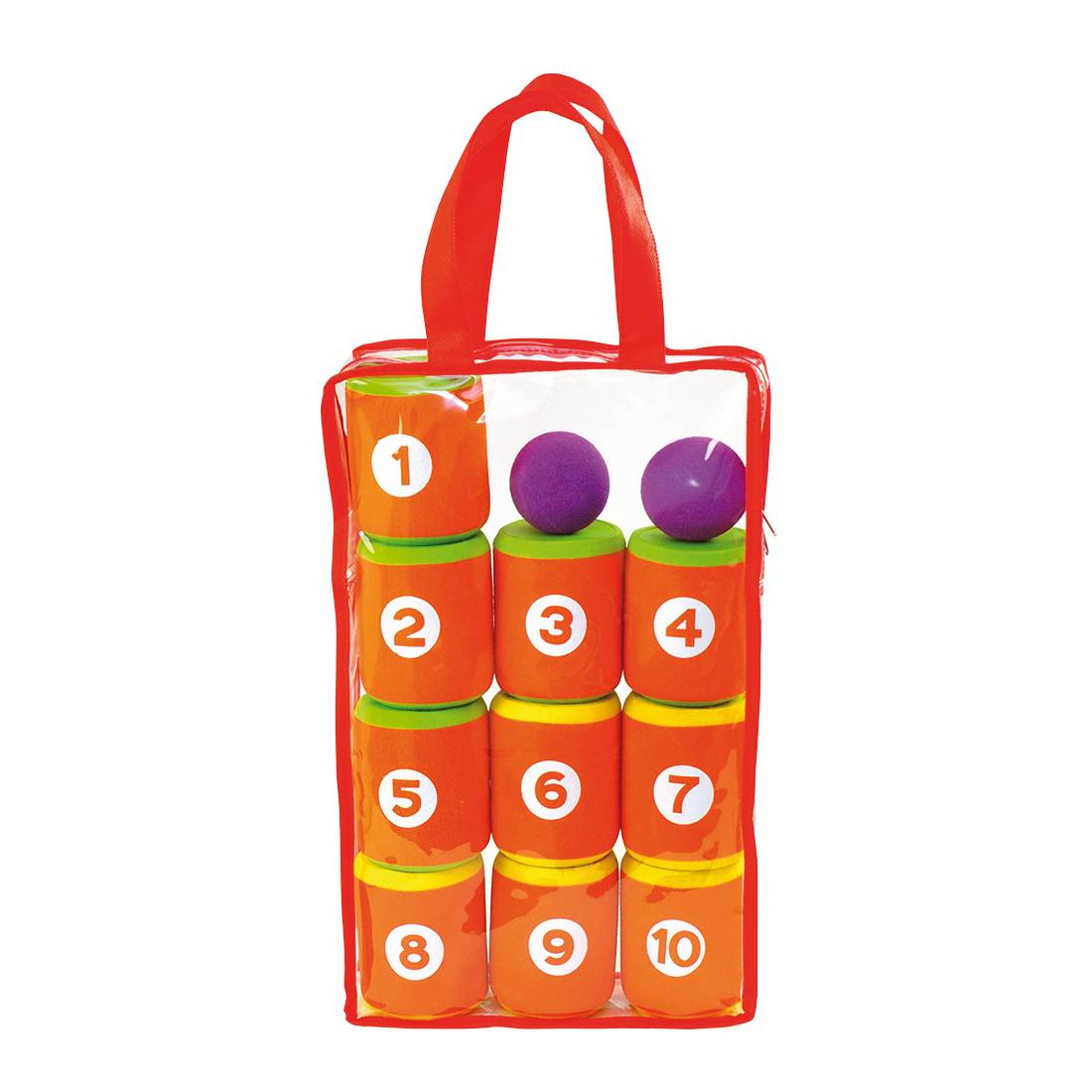 EDUPLAY 170-195 Dosenwurfspiel ECO, 10 Dosen & 2 Bälle mit Tragetasche, orange, 13-teilig (1 Set)