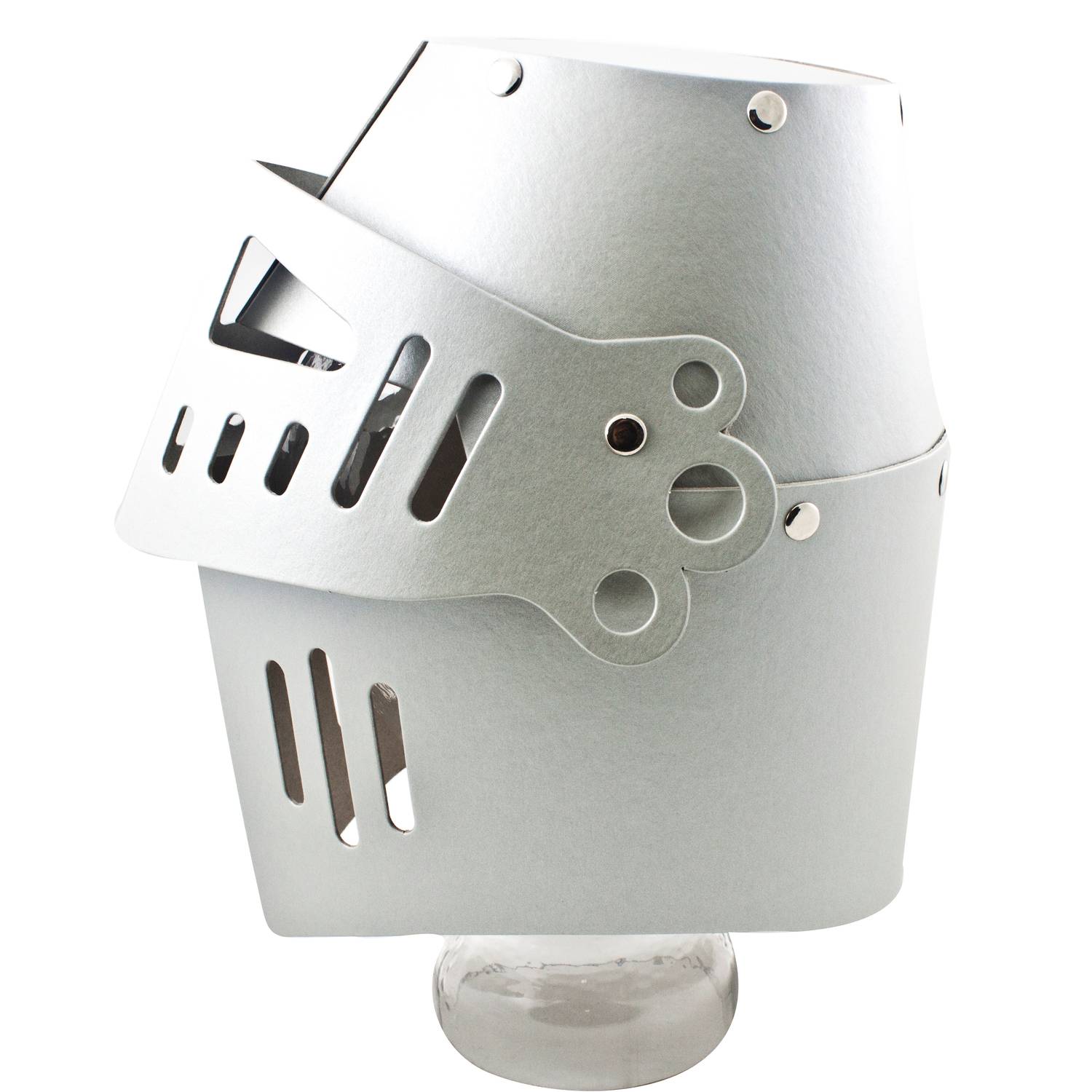 BestSaller 1302 Ritterhelm mit Klapp-Visier für Kinder, stabiler Karton, silber