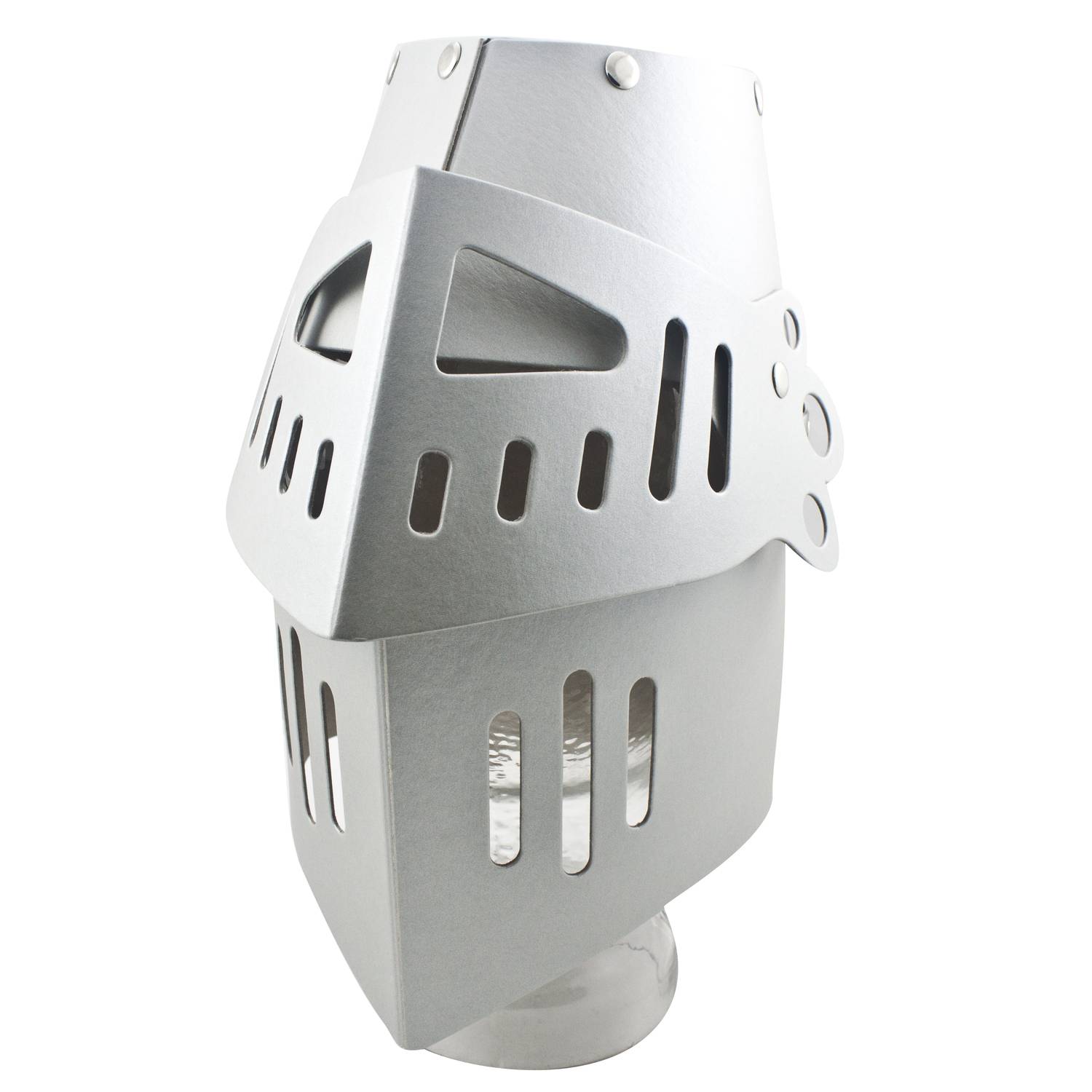 BestSaller 1302 Ritterhelm mit Klapp-Visier für Kinder, stabiler Karton, silber