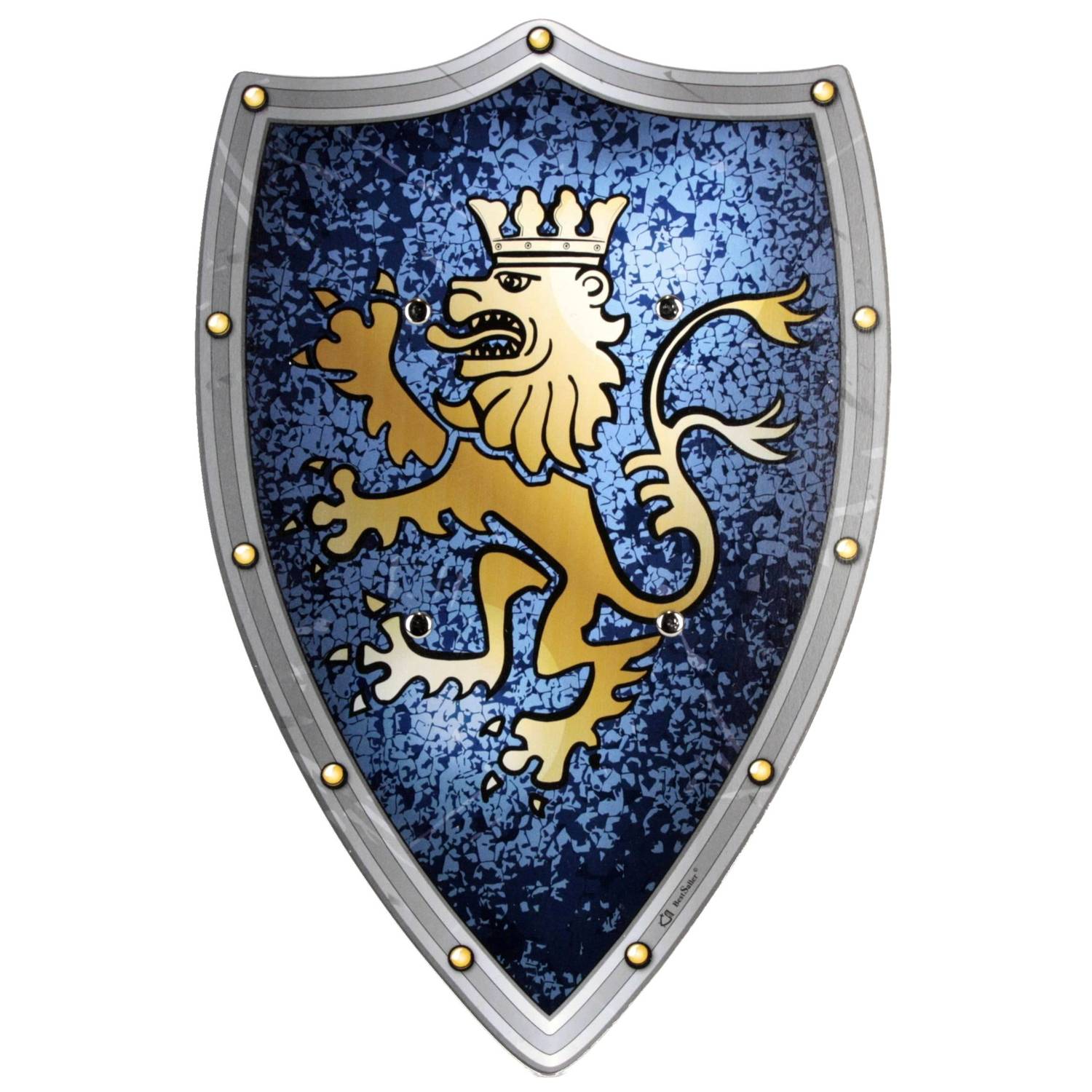 BestSaller 1145 Ritterschild Edler Ritter mit Löwen Motiv, Holz, 49 x 32 cm, blau/gold
