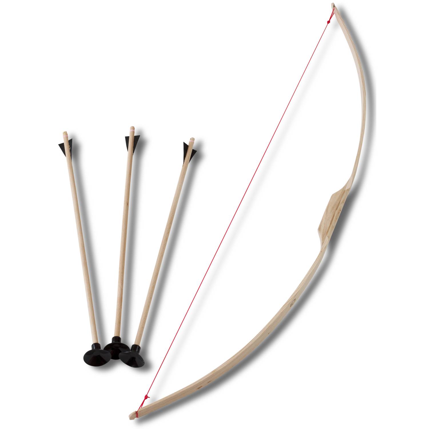 BestSaller 1265 Sportbogen 90cm, Holz Esche, inkl. 3 Holz Pfeile 40cm, natur, 4-teilig (1 Set)