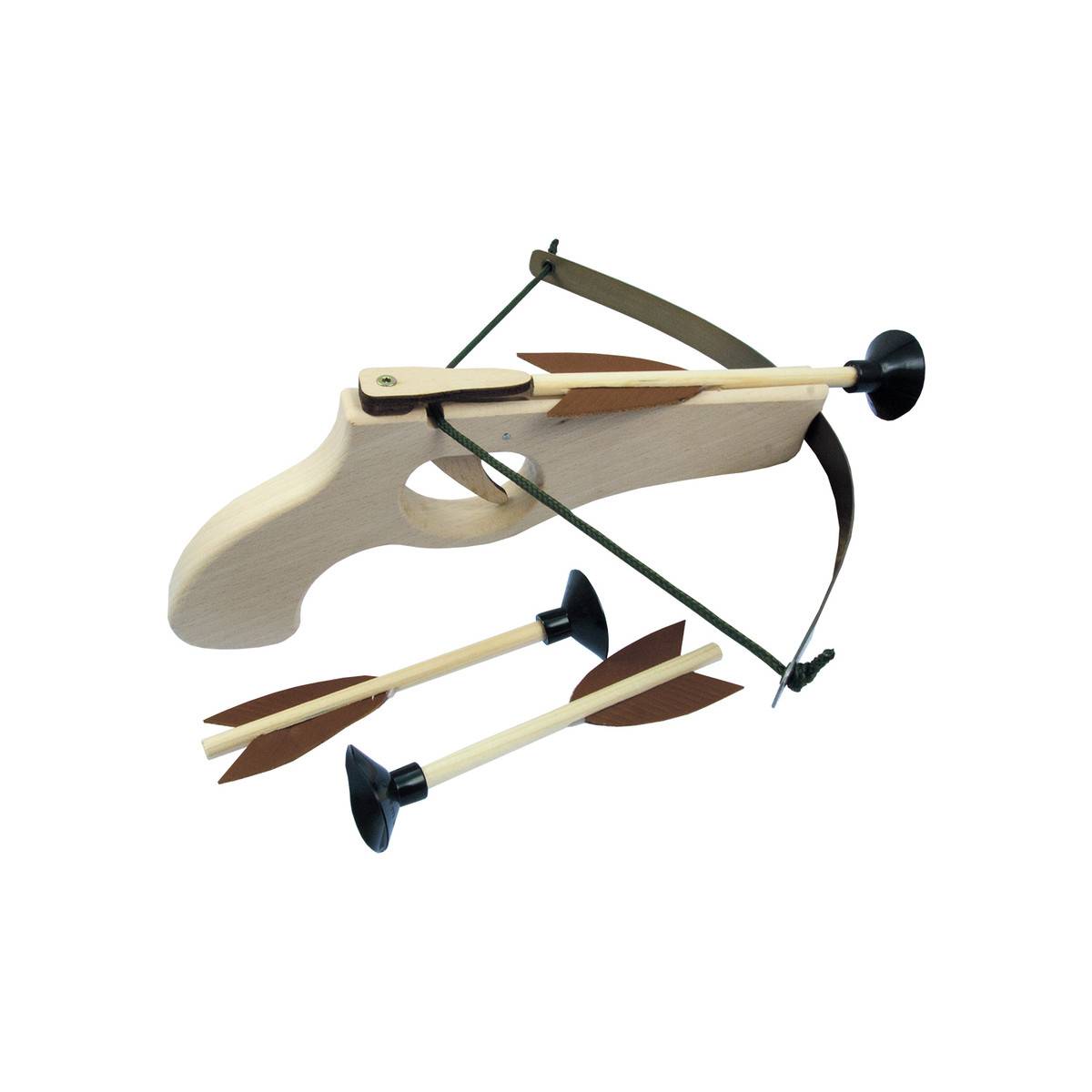 BestSaller 1268 Holz Hand-Armbrust Mini mit Federstahlbogen ca. 30 cm, inklusive 3 Bolzen, natur, 4-teilig (1 Set)