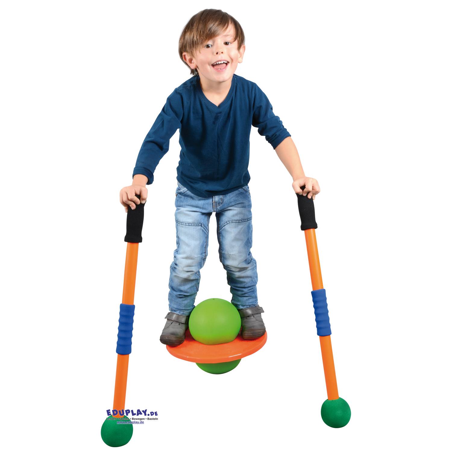 EDUPLAY 170387 Planeten-Hüpfball, Scheibe: Ø 45 cm, grün/orange