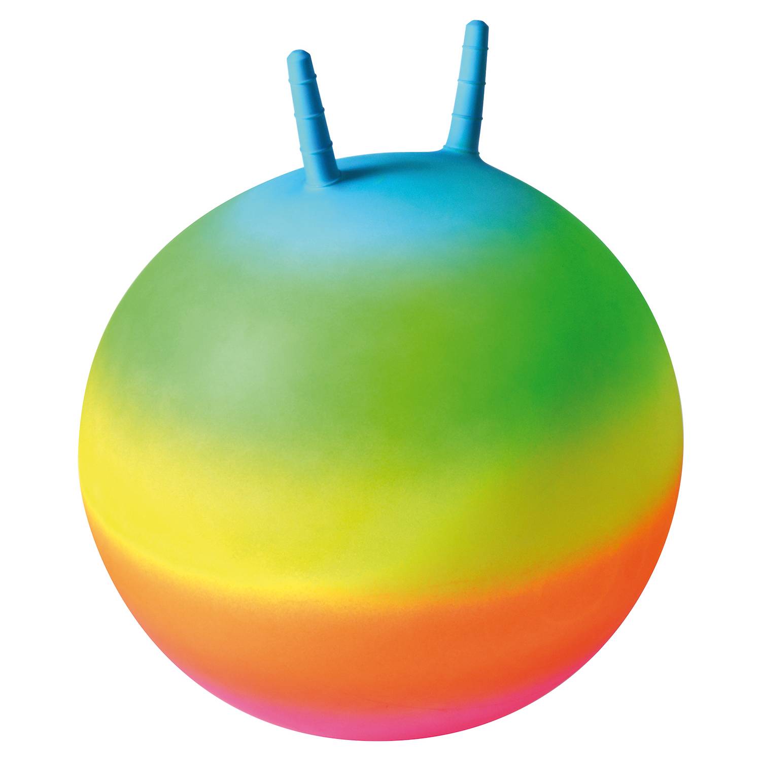 EDUPLAY 170388 Regenbogen-Hüpfball Ø 50 cm, Griffe 10 cm, regenbogenfarben