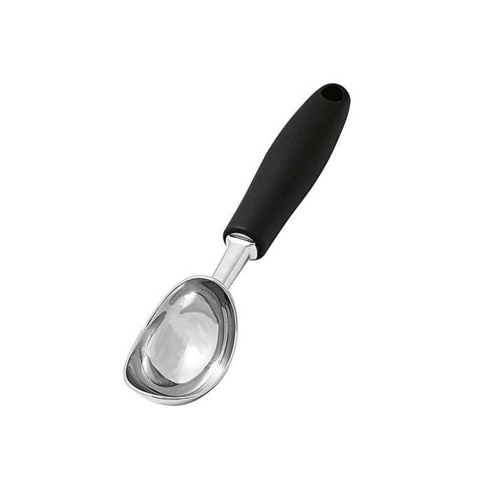 homeXpert HZ0480 Eisportionierer "Pallina" mit Softgrip, 22 cm lang, Ø 5 cm, silber/schwarz