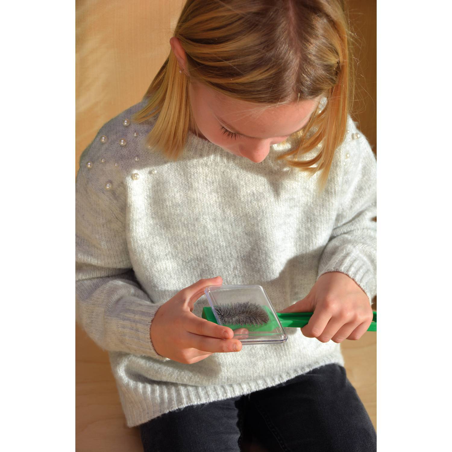 EDUPLAY 120-107 Eisenpulver-Box für Magnetfeld-Experimente, 9 x 6,5 x 1 cm (ohne Magnet), grau