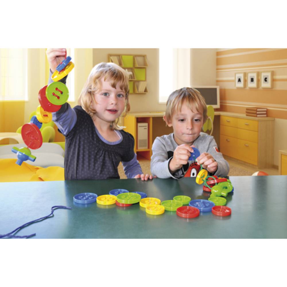 EDUPLAY 120203 Fädelknöpfe, in Box, mehrfarbig, 100-teilig (1 Set)