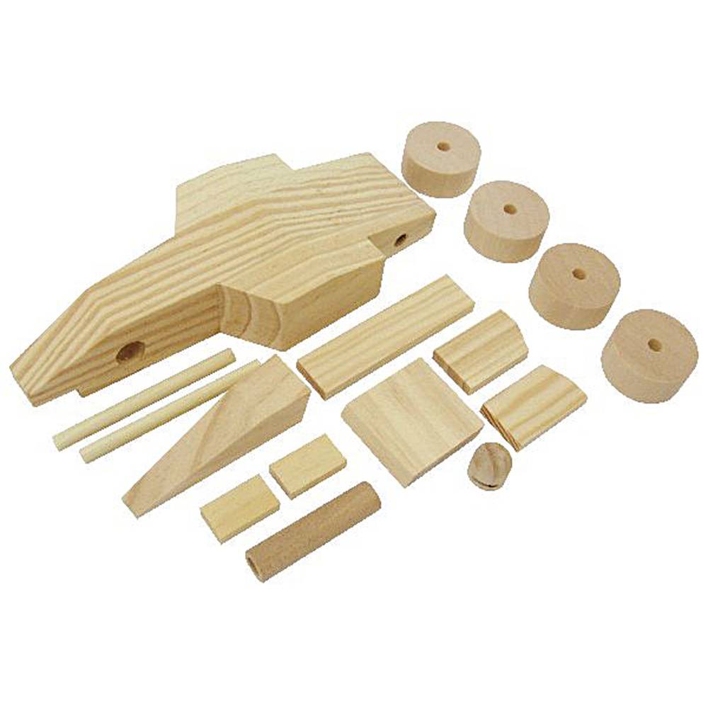 EDUPLAY 800188 Holz Rennauto zum Basteln, natur, 16-teilig (1 Set)