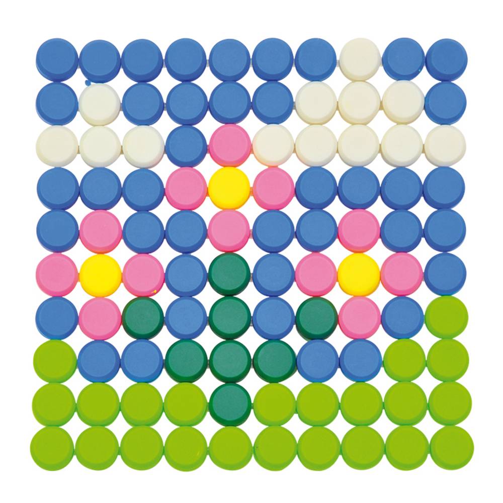 EDUPLAY 120-236 Knopfplatten, 1000 Knöpfe & 10 Platten mit Aufbewahrungsbox, mehrfarbig, 1010-teilig (1 Set)