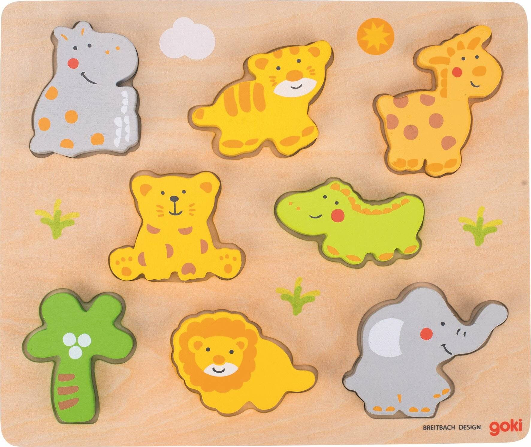 GOKI Holzpuzzle Wilde Tiere