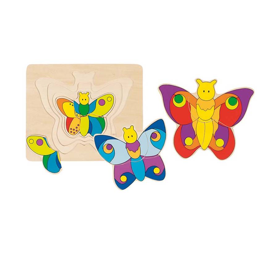 goki 57899 Schichtenpuzzle Schmetterling, bunt (1 Stück)