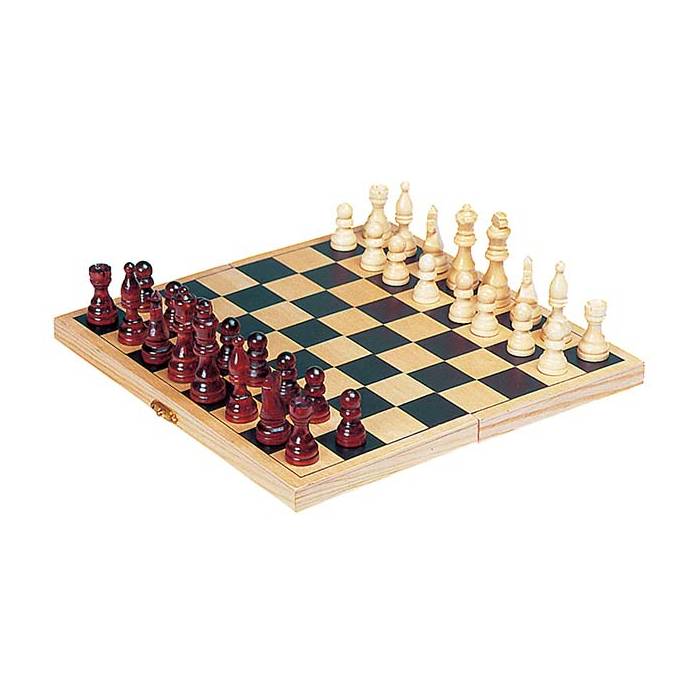 Toys pure HS040 Schachspiel in Holzklappkassette, natur